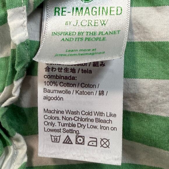 Crewcuts Boys 6‑7 Green White Stripe Button‑Down Shirt Gently Used 100% Cotton - Picture 4 of 4